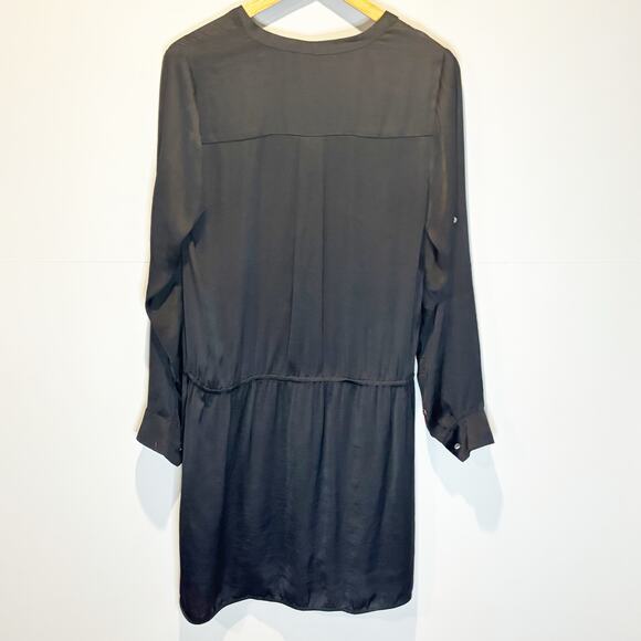 Vince Black Satin Long Sleeve Mini Dress - size Medium - Picture 5 of 9